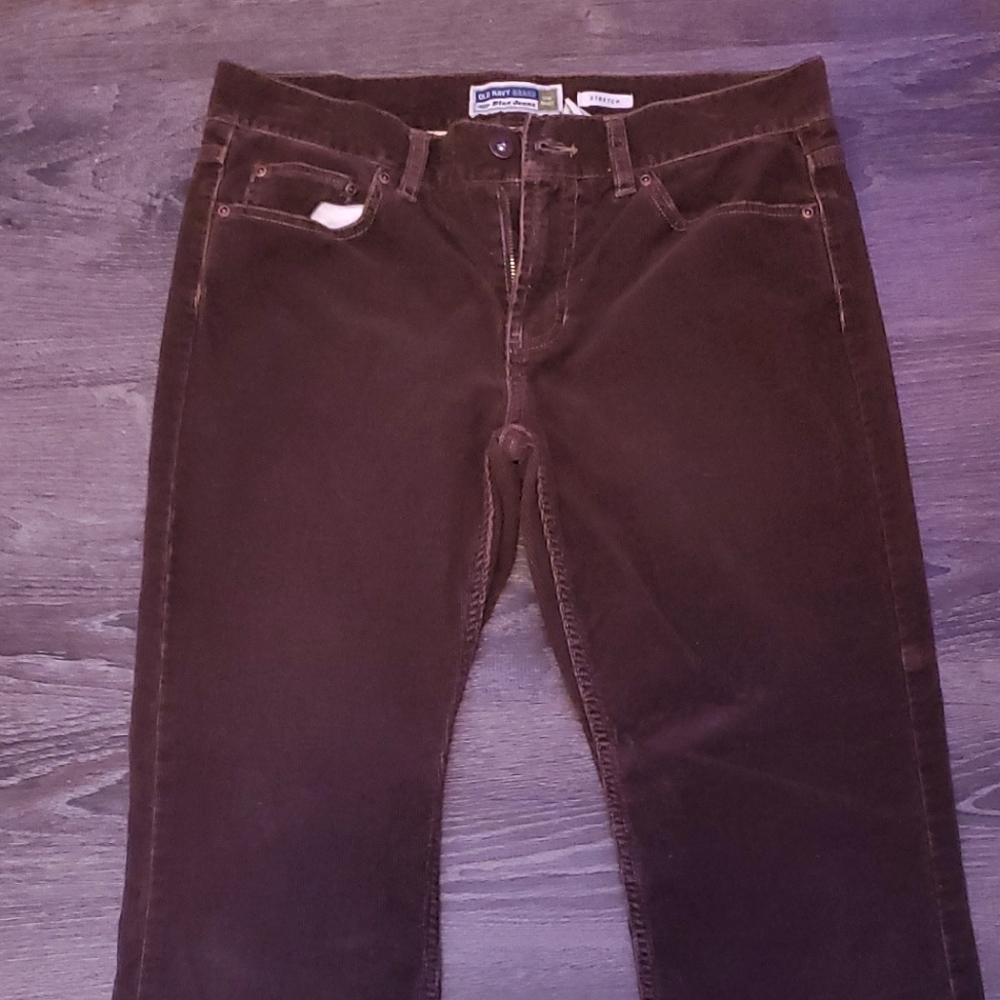 Old Navy Brown low waist ribbed boot cut jeans with golden stitches